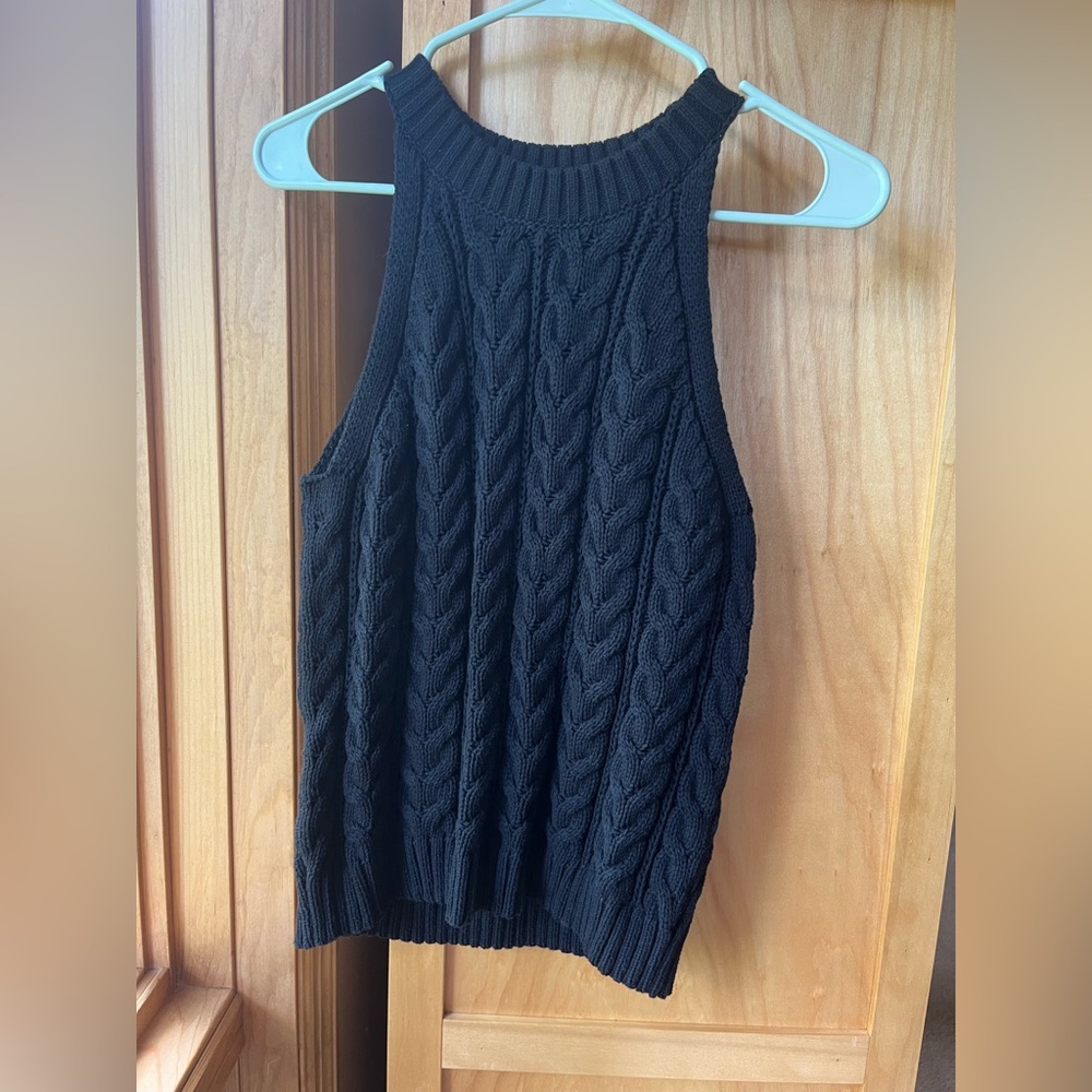 A New Day, L, black sweater halter tank top
